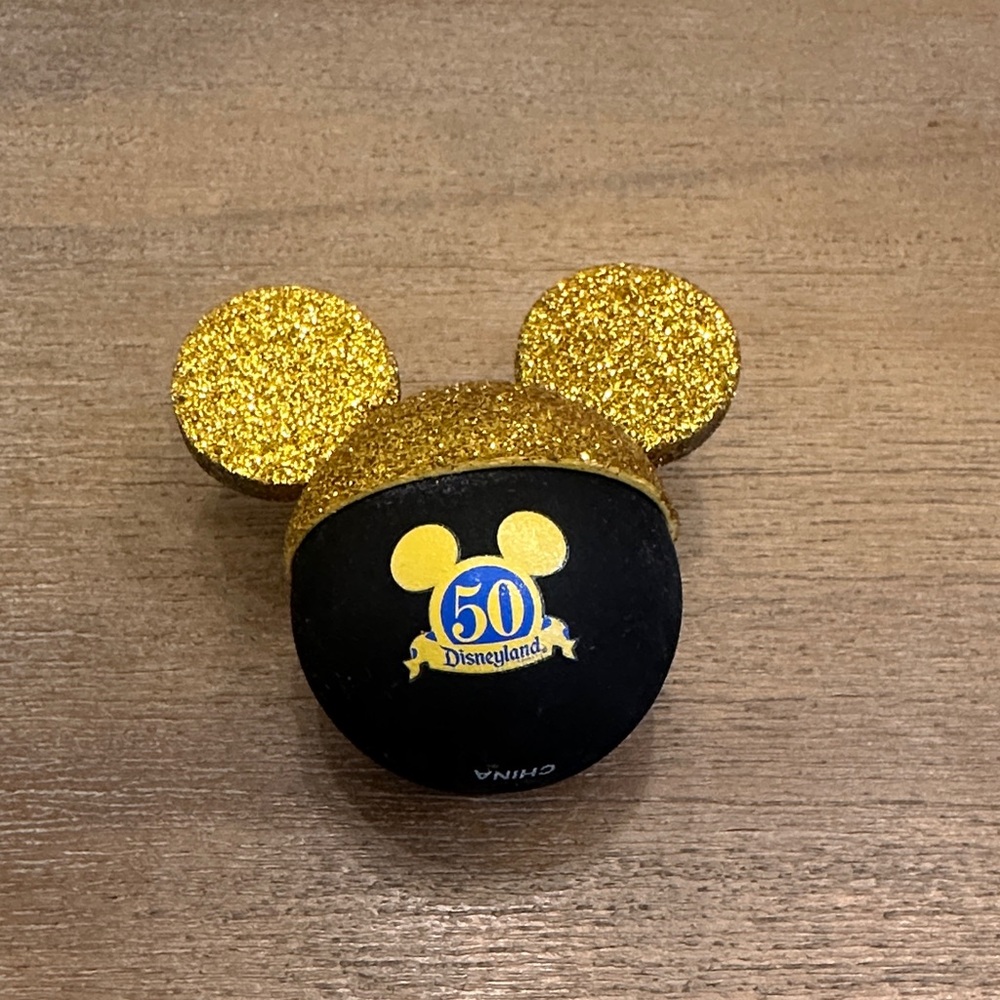 Disneyland 50th Anniversary Gold and Black Mickey Ears Glitter Antenna Ball
